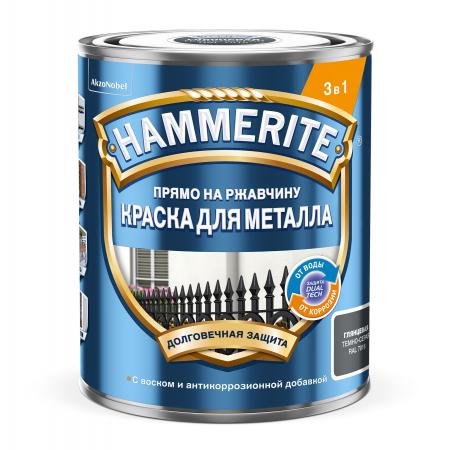 Краска Hammerite гладкая Темно-серая RAL 7016 0,75л РОССИЯ