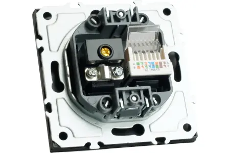 Розетка TV + компьютерная RJ-45 (механизм), серия Эмили, RST00-5106-05, черный уголь, soft touch