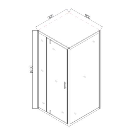 Душевое ограждение 30В, прозрачное стекло, без поддона, 900*900*1850 COMFORTY
