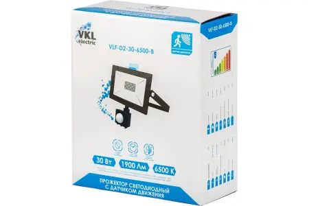 Прожектор LED 50W VLF8-50-6500-B 6000Lm 220V IP65 черный VKL electric 