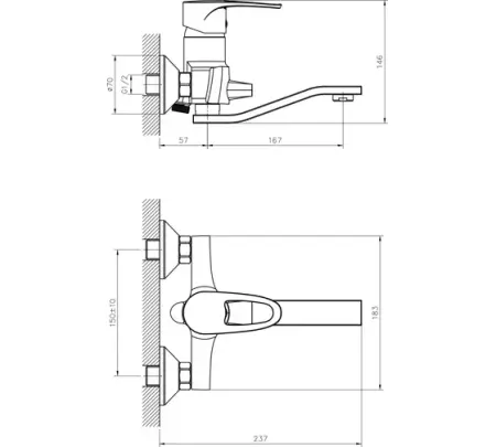 Смеситель для ванны Decoroom с поворотным изливом 200мм, хром DR70044 (JQ237039) 