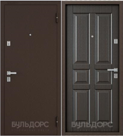 Дверь метал. Бульдорс-12 С хром (Правая, медь, СКИН Венге, С-2, 2050, 860)