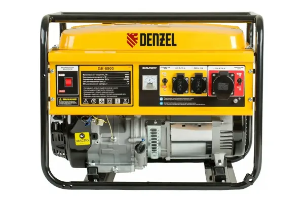 Генератор бензиновый GE-6900, 5,5 кВт, 220В/50Гц, 25 л, ручной старт// Denzel