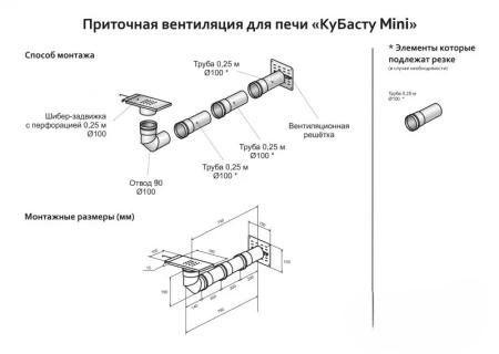 Приточная вентиляция для печи КуБасту mini