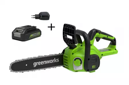 Пила цепная аккумуляторная GreenWorks G24CS25K2 24V 25см (c АКБ 2Ач и ЗУ)