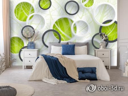3D Фотообои «Объемные зеленые круги» Песок 200*240
