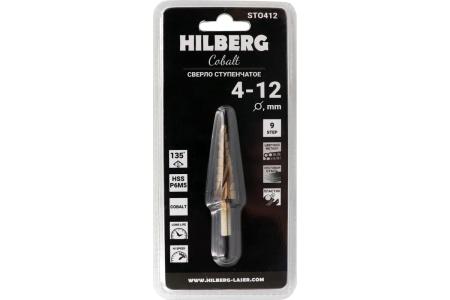 Сверло ступенчатое по металлу 4-12мм (9ступ) Hilberg (Р6М5) HSS-COBALT, ST0412