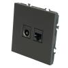 Розетка TV + компьютерная RJ-45 (механизм), серия Эмили, RST00-5106-05, платиново-серый, soft touch