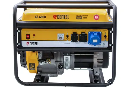 Генератор бензиновый GE-6900, 5,5 кВт, 220В/50Гц, 25 л, ручной старт// Denzel