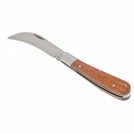 Нож складной садовый 170мм, изогнутое лезвие, деревянная рукоятка// PALISAD