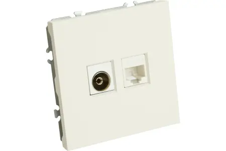Розетка TV + компьютерная RJ-45 (механизм), серия Эмили, RST00-5106-01, белый фарфор, soft touch