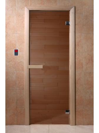Дверь для бани doorwood "бронза прозрачная" бронза 1860*586*8 2 петли