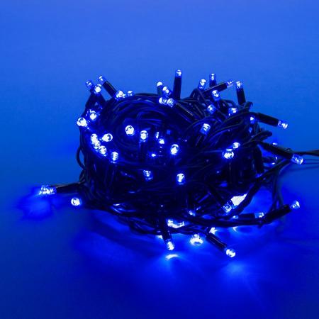 Гирлянда светод. с эффектом мерцания, соед. 120 светод., 10м, синий. провод черный