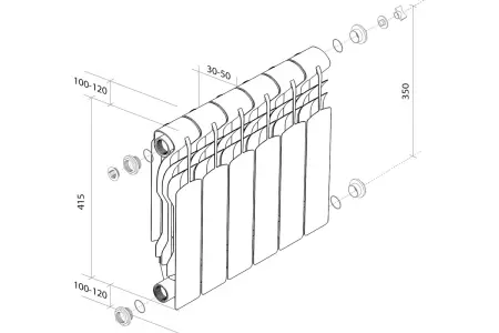 Радиатор биметаллический Royal Thermo Revolution 350 - 12 секц. 