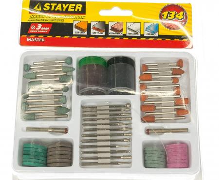 Набор мини-насадок STAYER "MASTER" для гравировальных машин, 134 предмета
