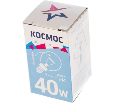 Лампа накаливания шар 40W Е14 прозр. Космос 