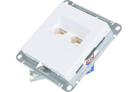 Розетка 2-м ATLASDESIGN компьютерная RJ 45+ RJ 45 белый ATN000185