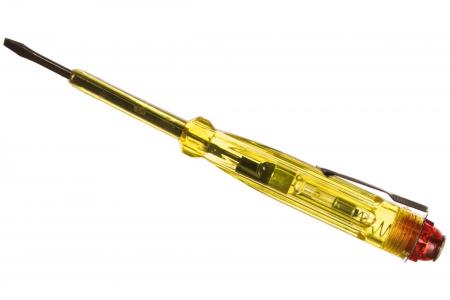 Отвертка индикаторная, желтая ручка, 100-500В, 140мм