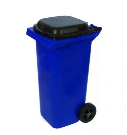 Бак для мусора 120л (на колесах)(черно-синий)