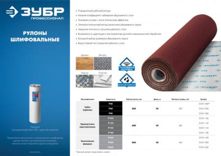 Лист шлифовальный ЗУБР Профессионал Р600 800мм на тканевой основе, водостойкий 30м