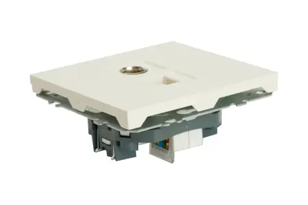 Розетка TV + компьютерная RJ-45 (механизм), серия Эмили, RST00-5106-01, белый фарфор, soft touch