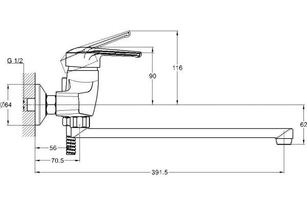 Смеситель для ванной G-lauf Ф40, SIT7-A182