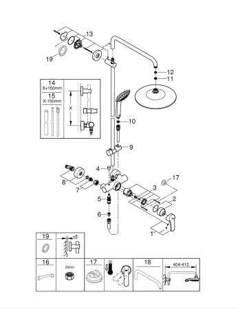Душевой гарнитур GROHE Euphoria 260 верхний душ, ручной душ 27473001 