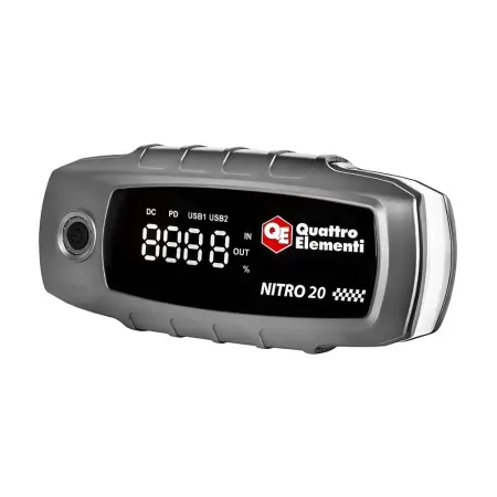 Пусковое устройство QUATTRO ELEMENTI Nitro 20 (12В, 20000 мАч, 1600 А, Type-C,USB-A, дисплей,фонарь)