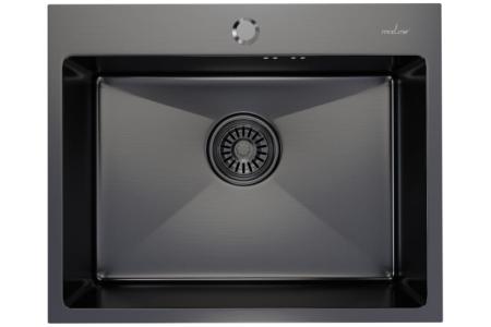 Мойка наст.монтаж 53х43 (3,0) выпуск 3 1/2 MIXLINE PRO 22см с сифоном (черный графит)