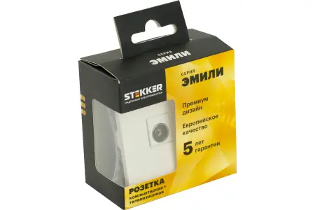 Розетка TV + компьютерная RJ-45 (механизм), серия Эмили, RST00-5106-01, белый фарфор, soft touch