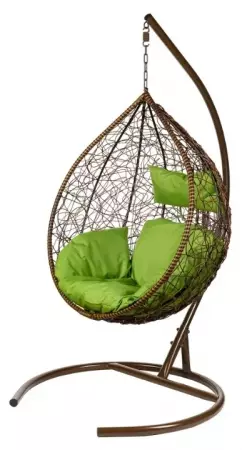Кресло подвесное "Tropica Brown" (зелёная подушка) на каркасе