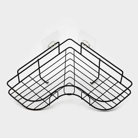 Полка угловая 2 крючка, 26х26х10см, цвет черный 5168775