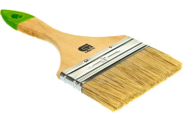Кисть плоская Штрих Плюс 100 мм деревянная ручка, натуральная щетина