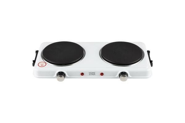 Электроплитка HomeStar HS-1110, 2 конфорки, диск, 1кВт+1кВт, белая 104913