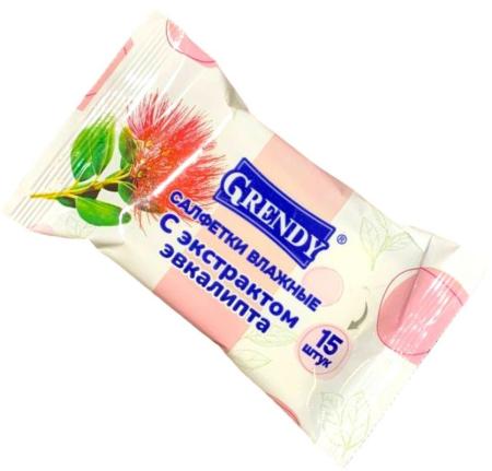 Салфетки влажные GRENDY 15шт с экстрактом эвкалипта