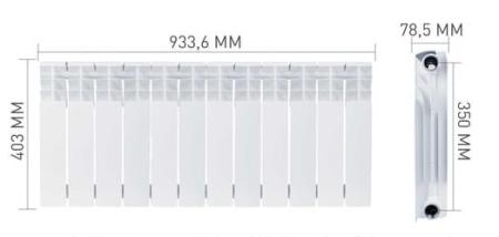 Радиатор биметаллический Oasis Eco 350/80 12 секций 