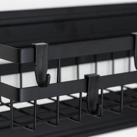 Полка на магните, 4 крючка, цвет черный 5516636