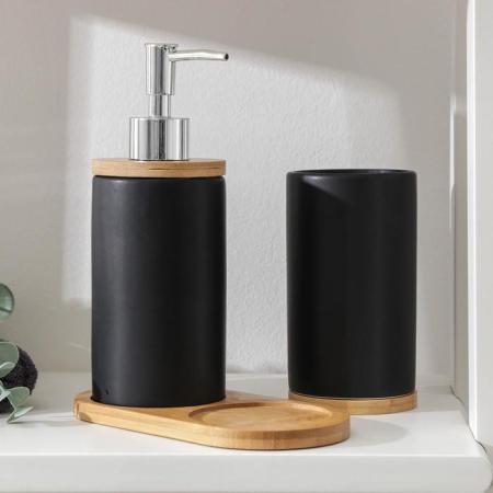 Набор для ванной 2пр., "Натура" на подставке, цвет черный 6073198