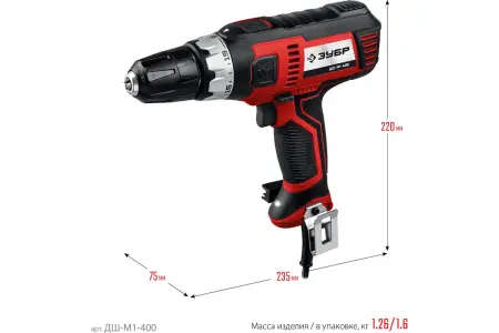 Дрель-шуруповерт сетевая ЗУБР 400Вт в кейсе