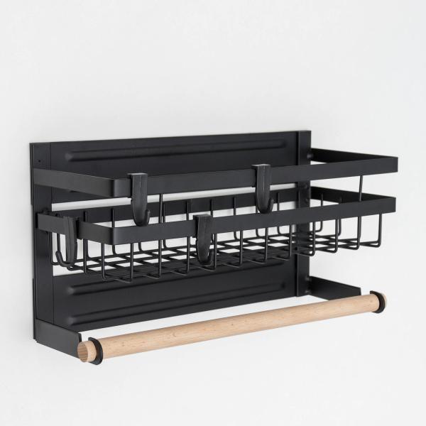 Полка на магните, 4 крючка, цвет черный 5516636