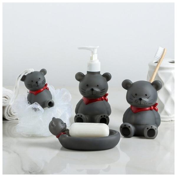 Набор для ванной 2пр., "Медвежата" (мыльница,стакан,) 4593417