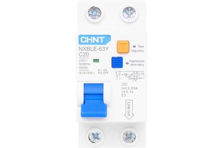 Выкл. диф. тока 1п+N C 20А 30мА эл. тип AC 4.5кА NXBLE-63Y CHINT