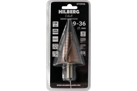 Сверло ступенчатое по металлу 9-36мм (10ступ) Hilberg (Р6М5) HSS-COBALT, ST0936