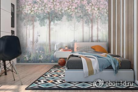 3D Фотообои «Лошади в цветущем саду» Песок 