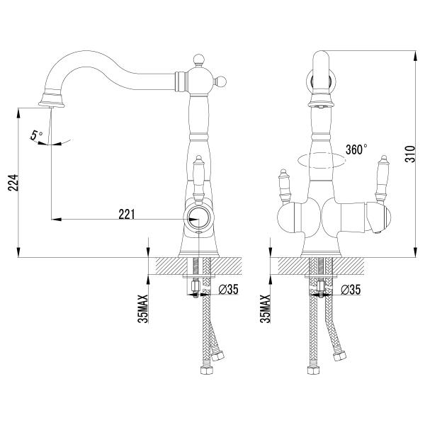 Смеситель для кухни LEMARK с подл к фильтру  LM3065С КОМФОРТ хром