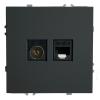 Розетка TV + компьютерная RJ-45 (механизм), серия Эмили, RST00-5106-05, платиново-серый, soft touch