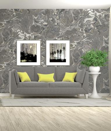 Обои Wiganford Crystal, оникс черно-серый, 10,05*1,06м, ФО, ГТ, AK2010w
