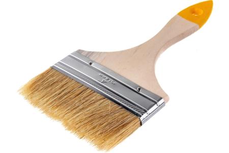 Кисть плоская "Хобби", натур. щетина, дер. рукоятка, 100мм