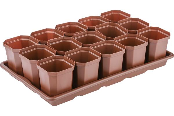 Набор для рассады 410*235*90 горшки+поддон 15шт