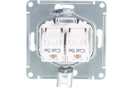 Розетка 2-м ATLASDESIGN компьютерная RJ 45+ RJ 45 белый ATN000185